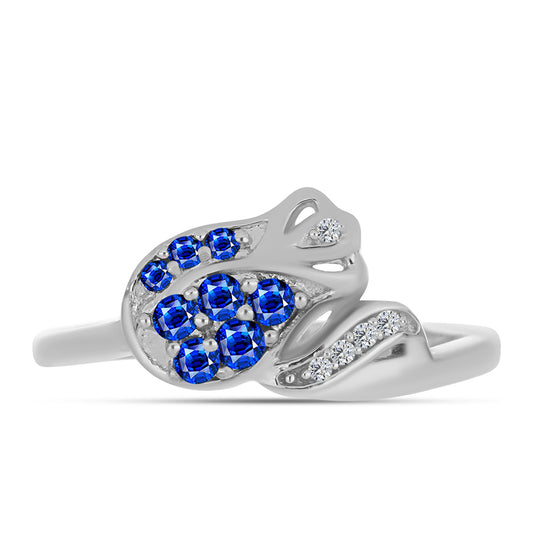 Silberring mit australischem blauem Saphir und weißem Topas