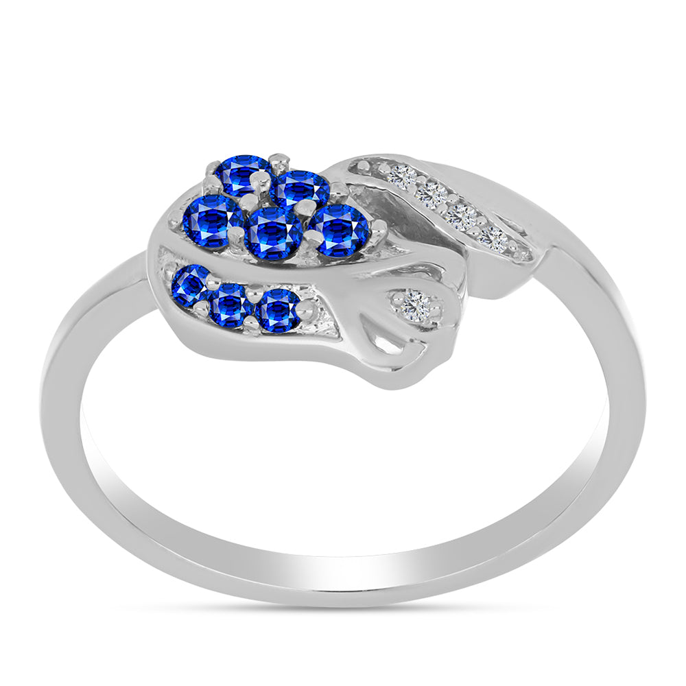 Silberring mit australischem blauem Saphir und weißem Topas 3 