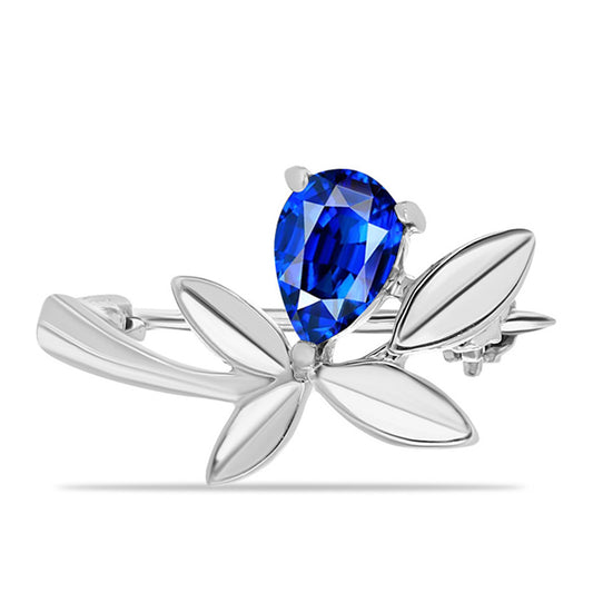 Silberbrosche mit australischem blauem Saphir