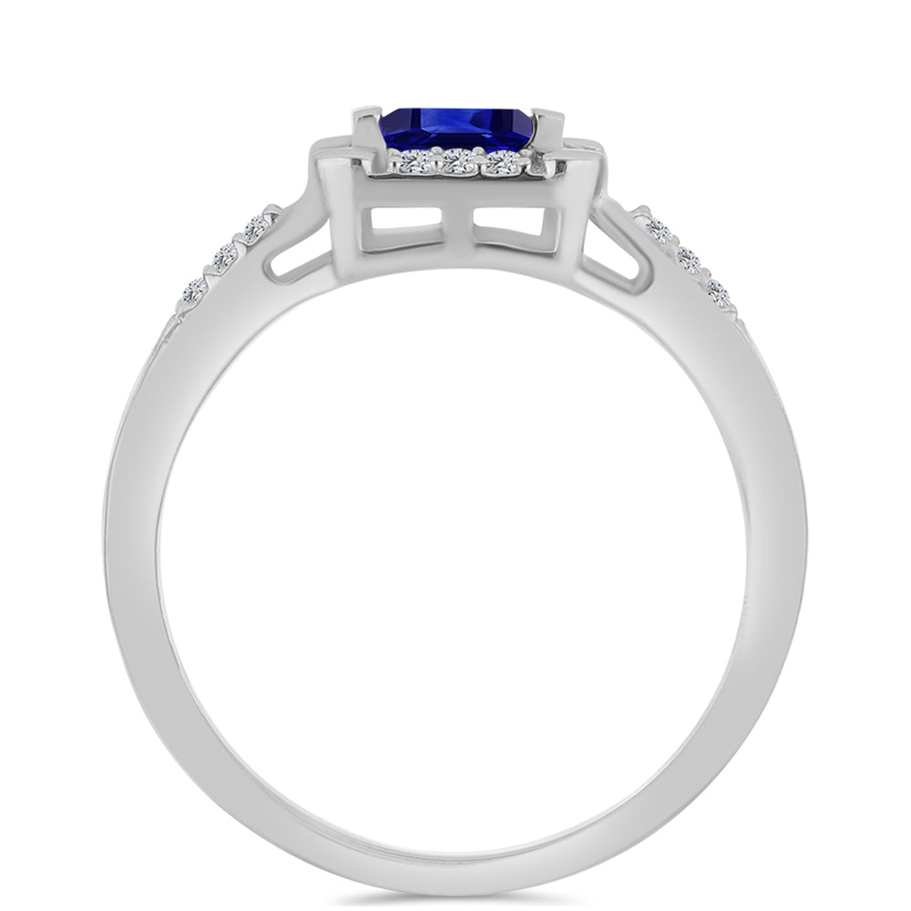 Silberring mit australischem blauem Saphir und weißem Topas 2 