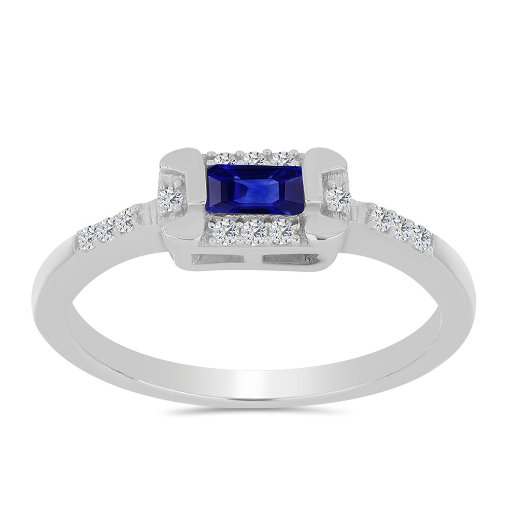 Silberring mit australischem blauem Saphir und weißem Topas 3 