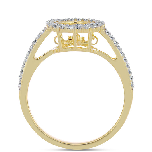 Goldplattierter Silberring mit Cognac-Diamant und weißem Topas