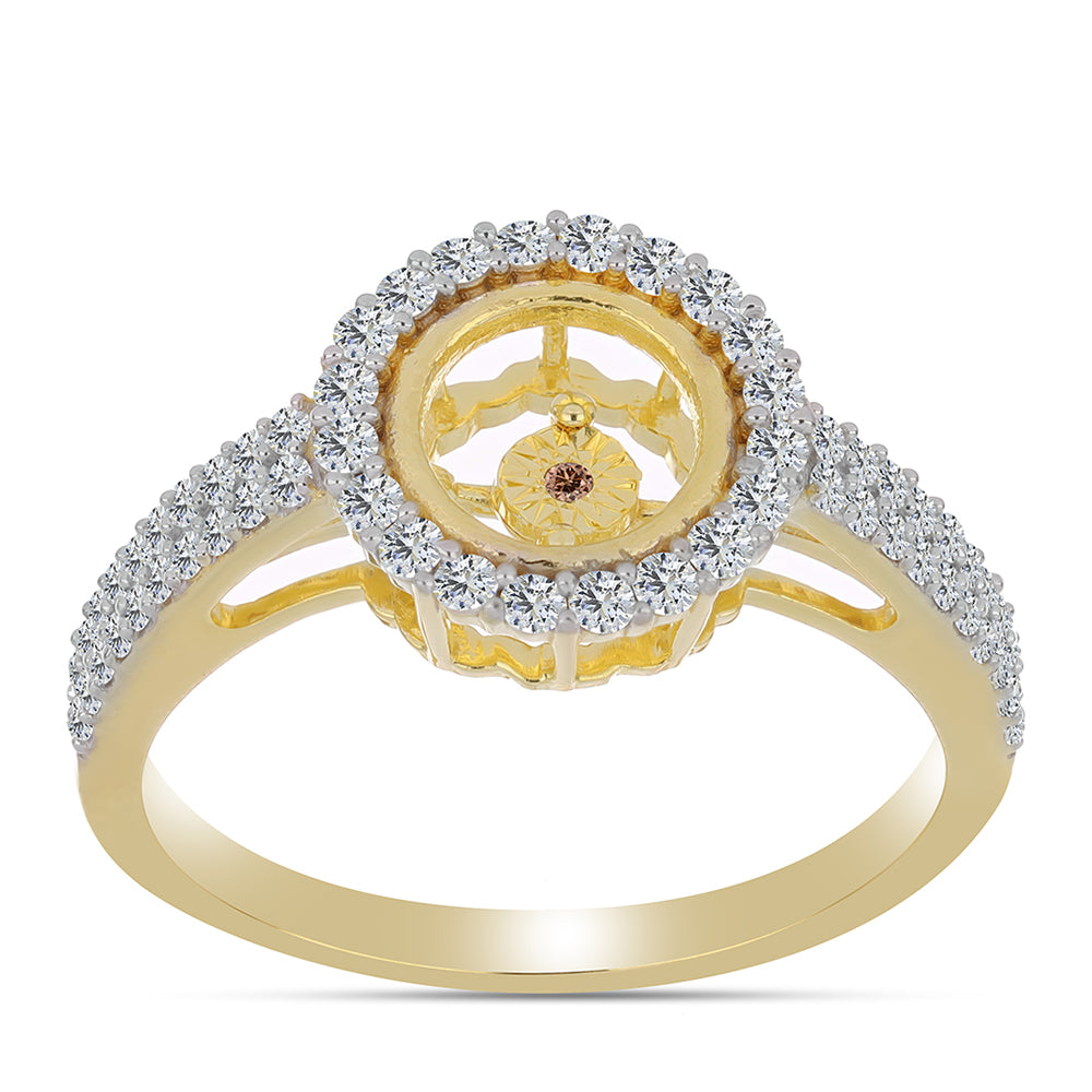 Goldplattierter Silberring mit Cognac-Diamant und weißem Topas 3 