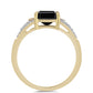 Goldplattierter Silberring mit schwarzem Onyx und weißem Zirkon