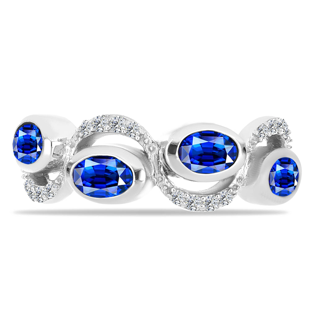 Silberring mit australischem blauem Saphir und weißem Topas 1 