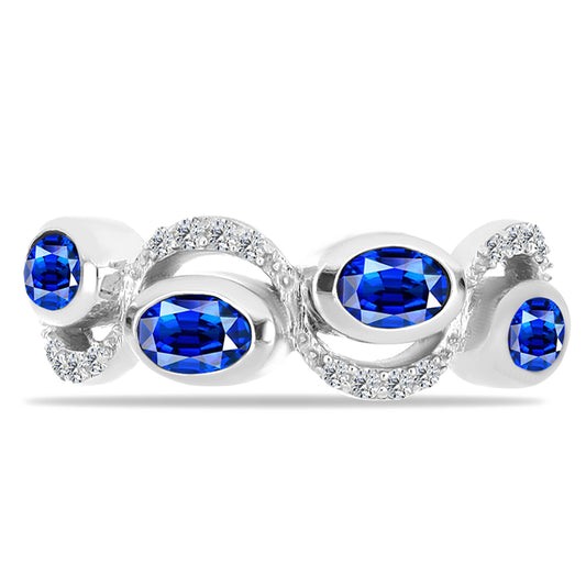 Silberring mit australischem blauem Saphir und weißem Topas