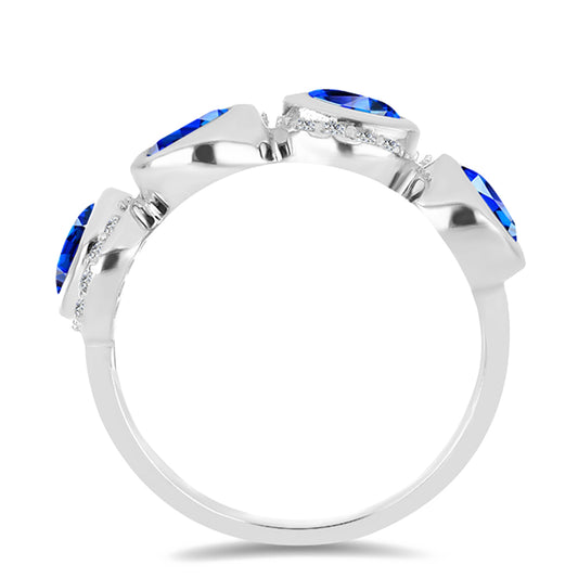 Silberring mit australischem blauem Saphir und weißem Topas