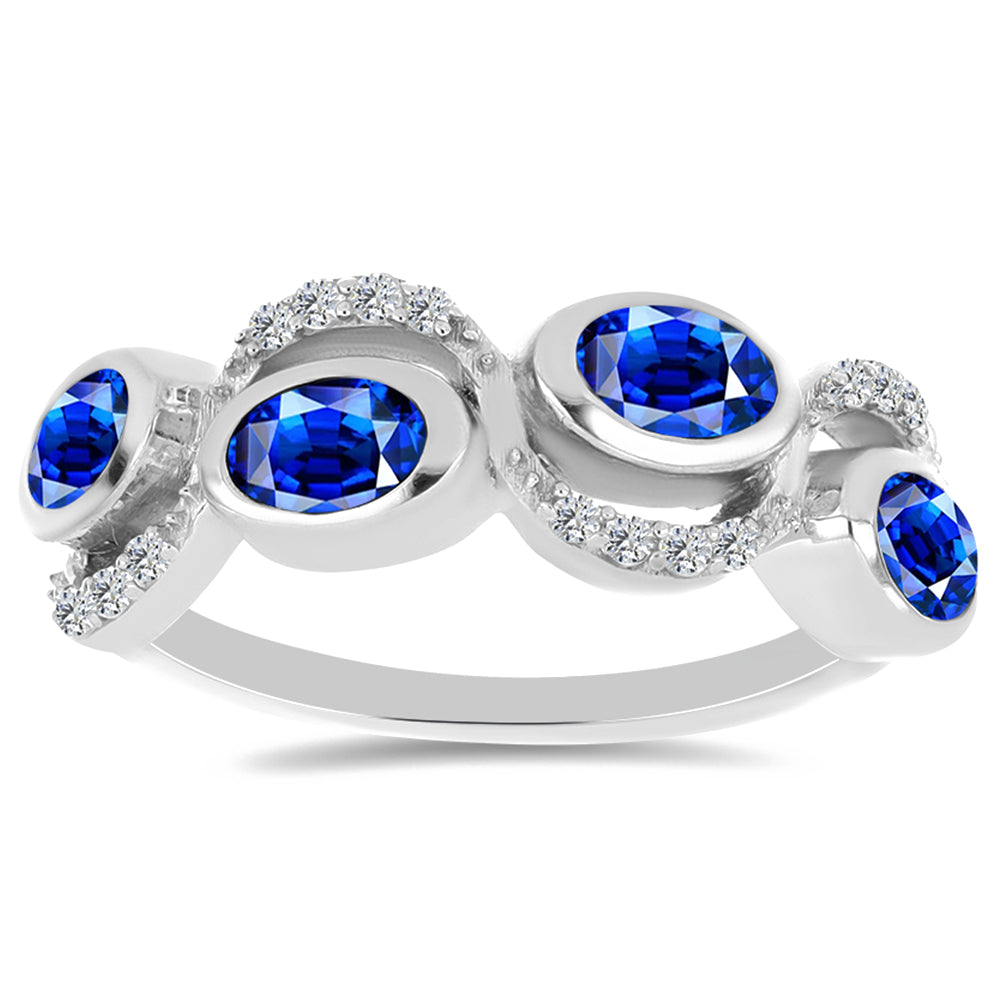 Silberring mit australischem blauem Saphir und weißem Topas 3 