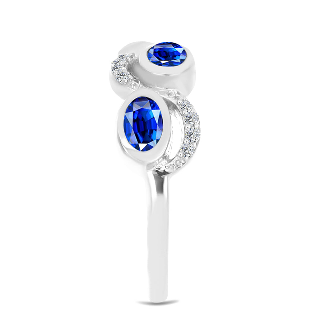 Silberring mit australischem blauem Saphir und weißem Topas 4 