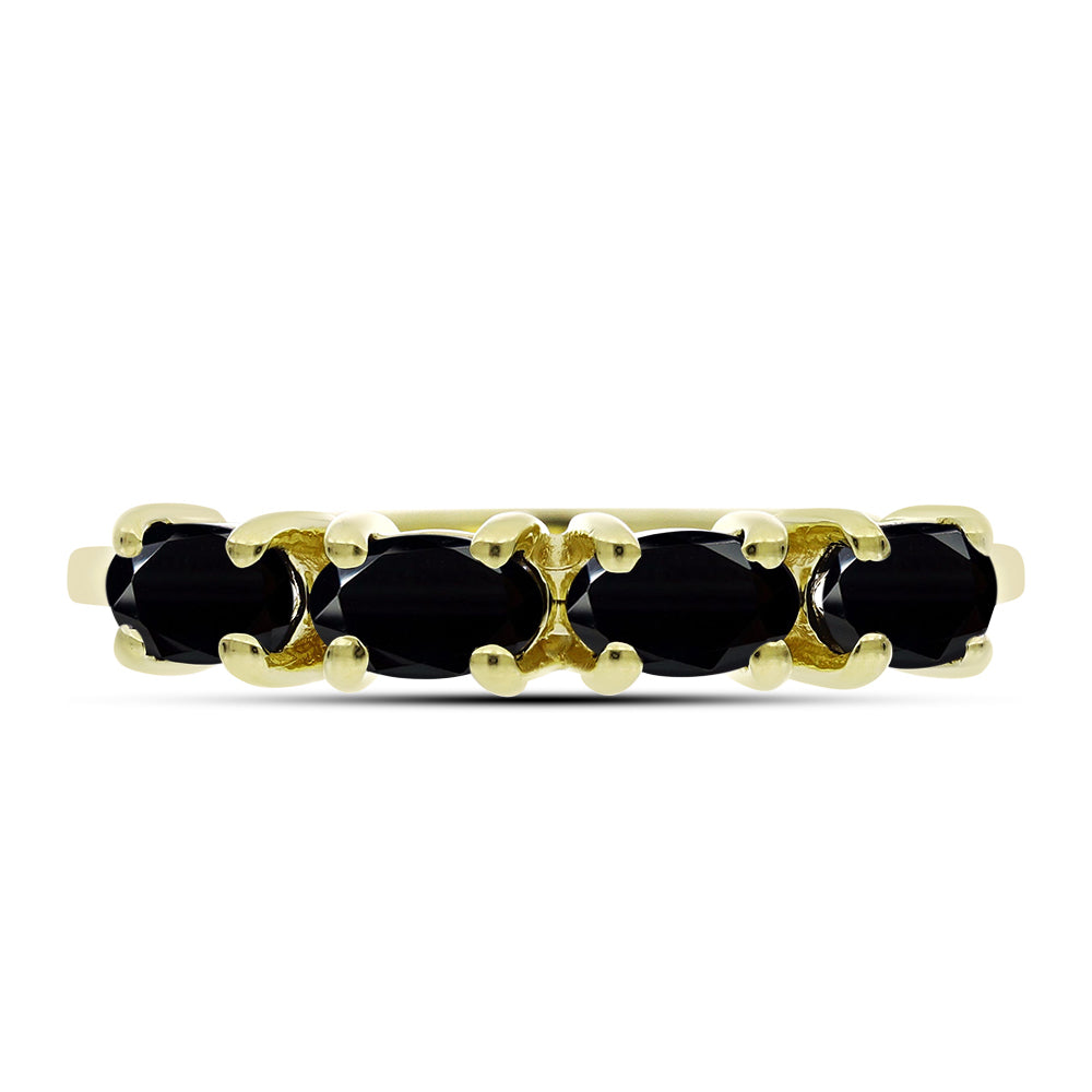 Goldplattierter Silberring mit schwarzem Onyx 2 
