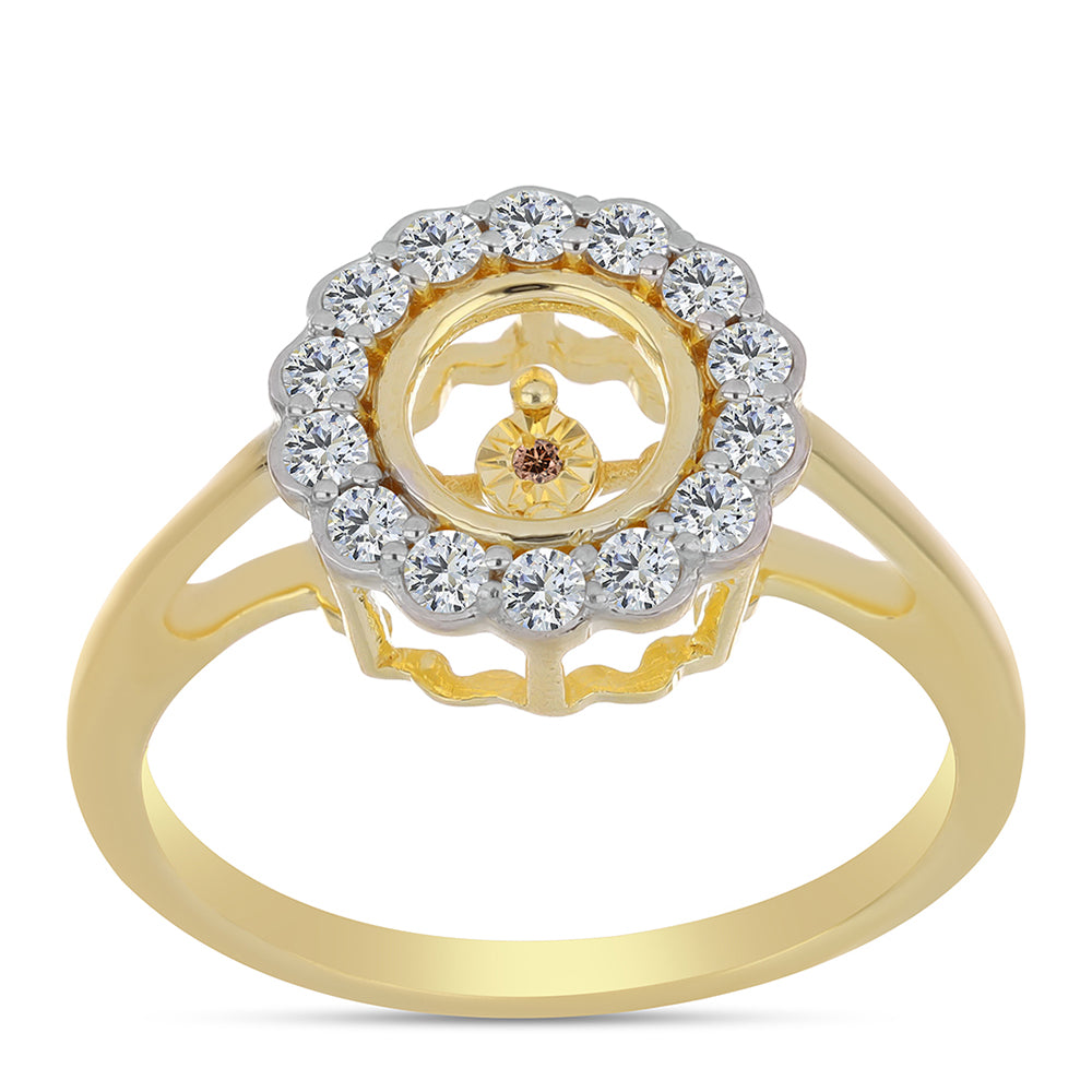 Goldplattierter Silberring mit Cognac-Diamant und weißem Topas 3 