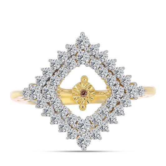 Goldplattierter Silberring mit Cognac-Diamant und weißem Topas
