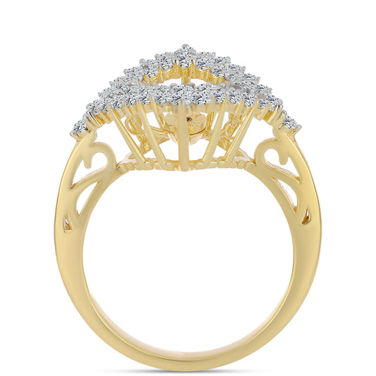 Goldplattierter Silberring mit Cognac-Diamant und weißem Topas