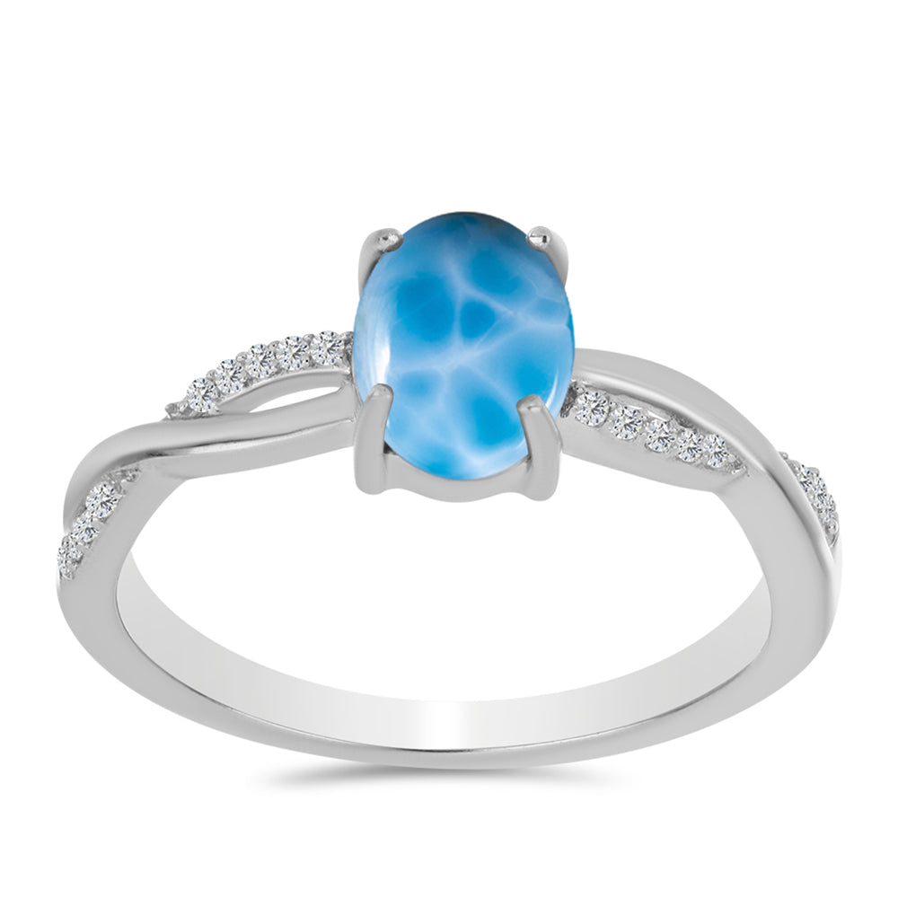 Silberring mit Larimar aus Barahona und weißem Topas 3 