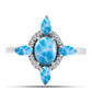 Silberring mit Larimar aus Barahona und weißem Topas
