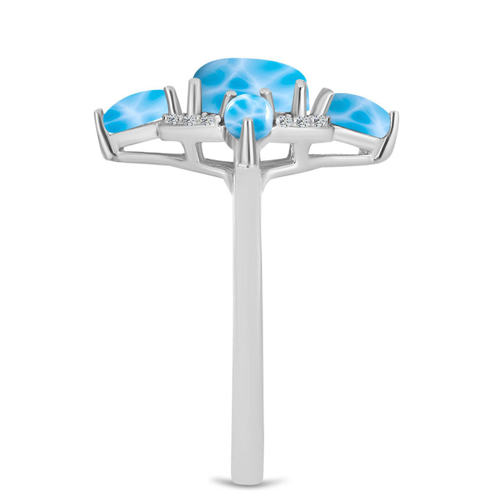 Silberring mit Larimar aus Barahona und weißem Topas 4 