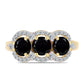 Goldplattierter Silberring mit schwarzem Onyx und weißem Topas