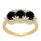 Goldplattierter Silberring mit schwarzem Onyx und weißem Topas