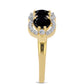 Goldplattierter Silberring mit schwarzem Onyx und weißem Topas
