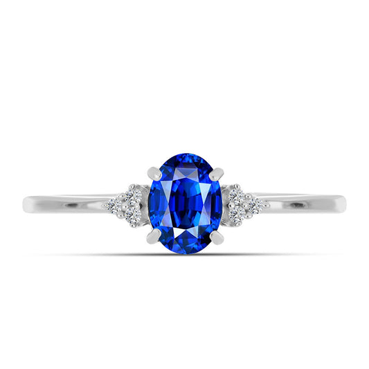 Silberring mit australischem blauem Saphir und weißem Topas