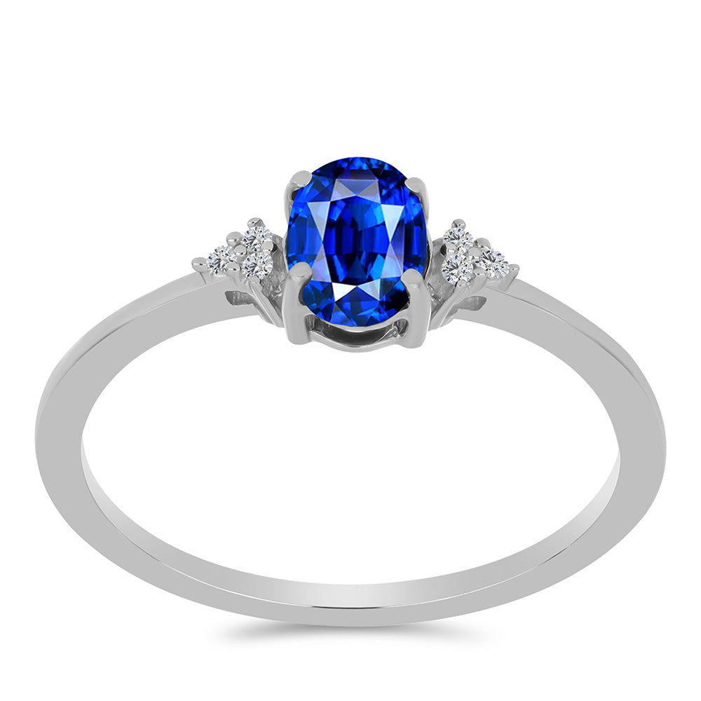 Silberring mit australischem blauem Saphir und weißem Topas 3 