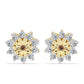 Goldplattierte Silberohrringe mit Cognac-Diamant und weißem Topas