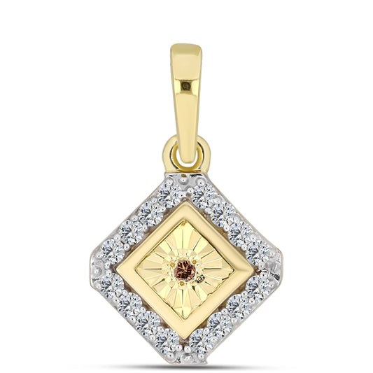 Goldplattierter Silberanhänger mit Cognac-Diamant und weißem Topas