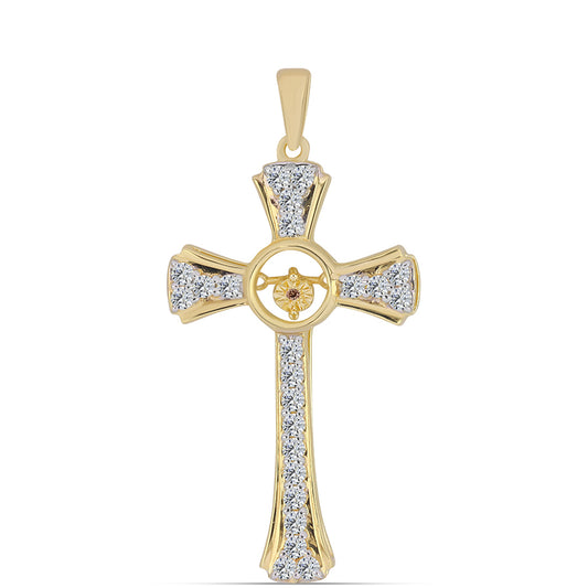 Goldplattierter Silberanhänger mit Cognac-Diamant und weißem Topas