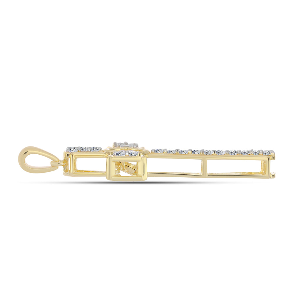 Goldplattierter Silberanhänger mit Cognac-Diamant und weißem Topas