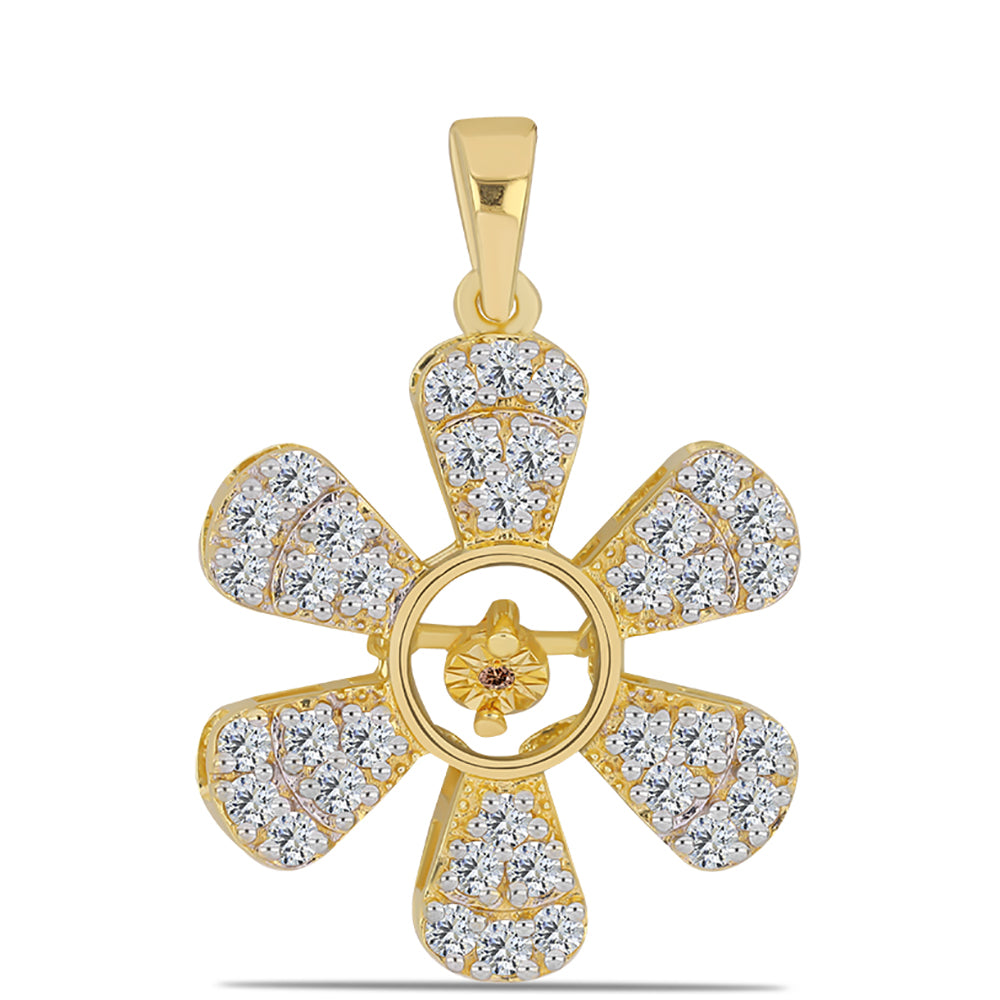 Goldplattierter Silberanhänger mit Cognac-Diamant und weißem Topas 1 