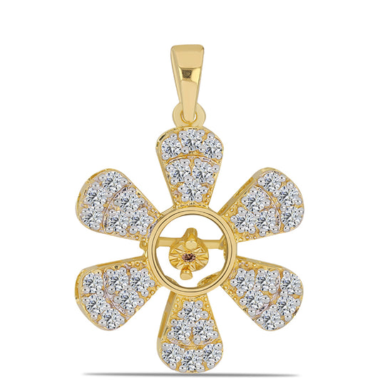 Goldplattierter Silberanhänger mit Cognac-Diamant und weißem Topas