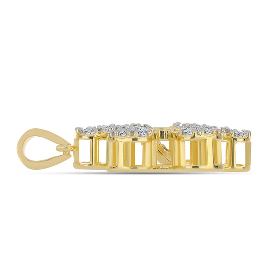 Goldplattierter Silberanhänger mit Cognac-Diamant und weißem Topas