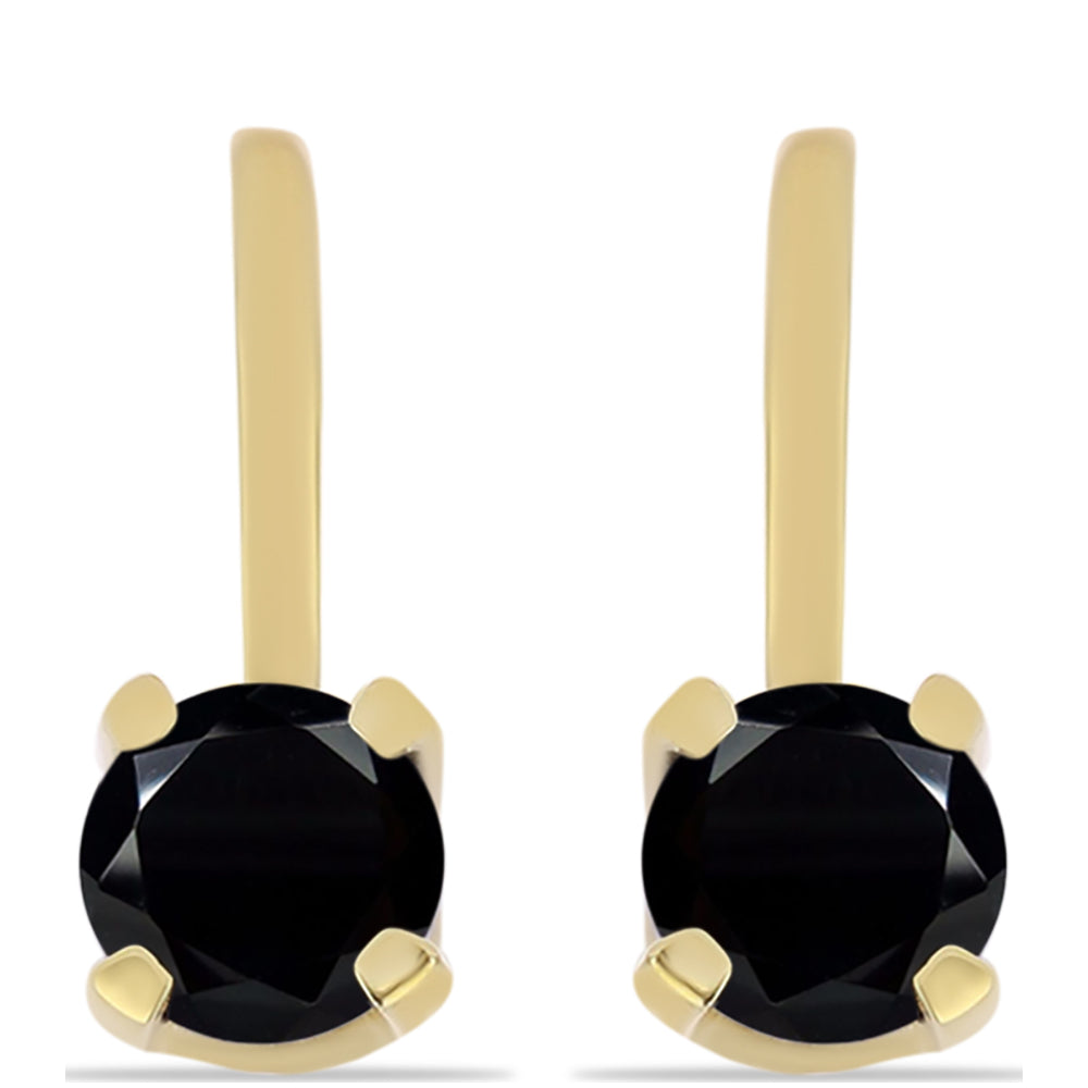 Goldplattierte Silberohrringe mit schwarzem Onyx 1 