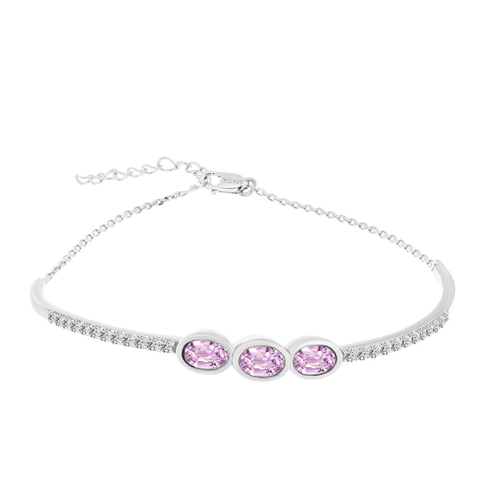 Silberarmband mit Kunzit aus Pala und weißem Topas