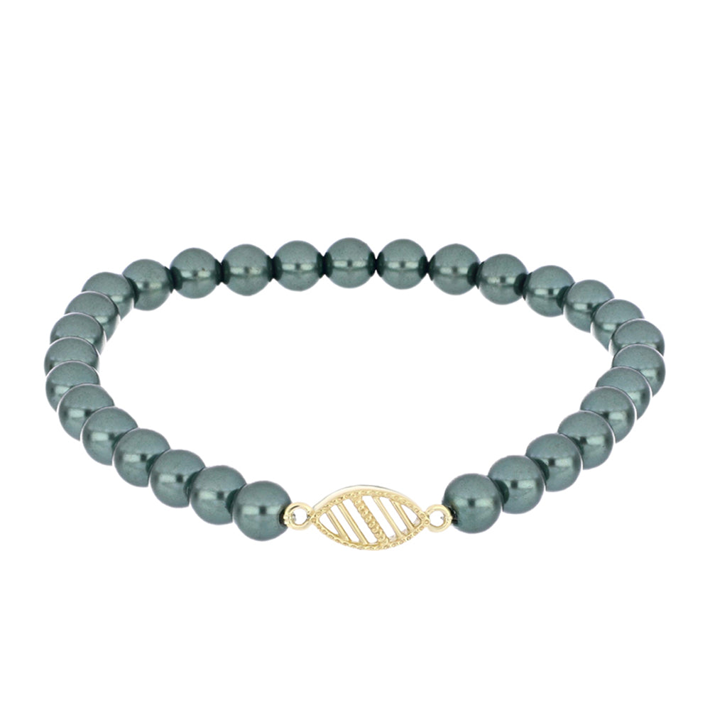 Goldplattiertes Silberarmband mit Tahitigrüne-Illusion Süßwasserperle 1 