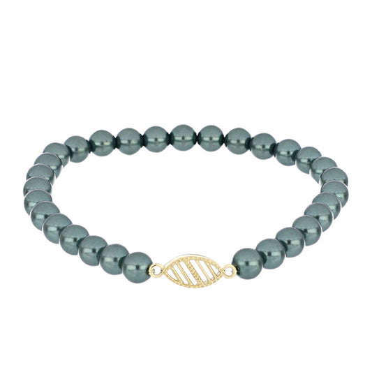 Goldplattiertes Silberarmband mit Tahitigrüne-Illusion Süßwasserperle
