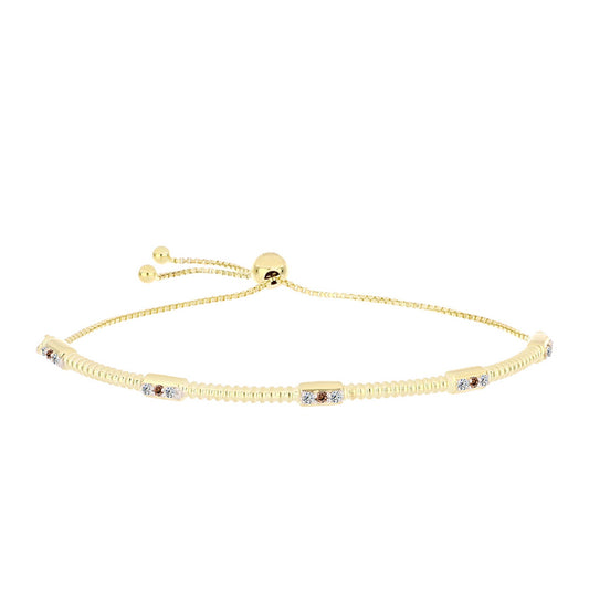 Goldplattiertes Silberarmband mit Cognac-Diamant und weißem Topas