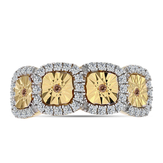 Goldplattierter Silberring mit Cognac-Diamant und weißem Topas