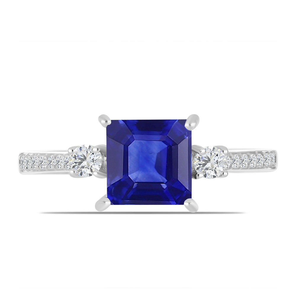 Silberring mit australischem blauem Saphir und weißem Topas 1 