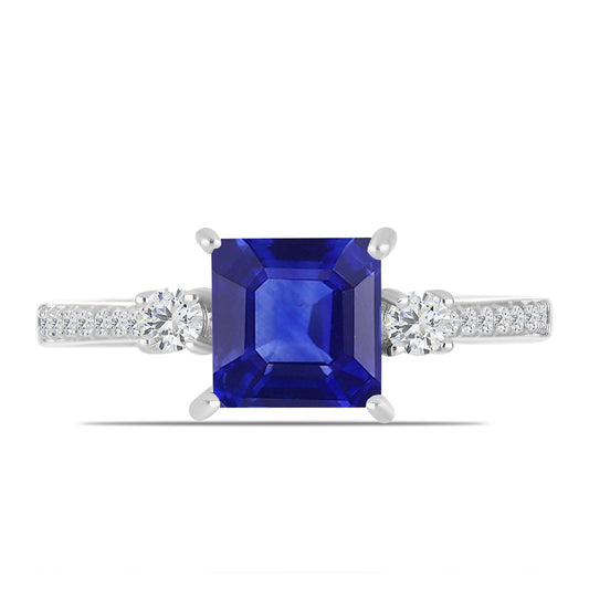 Silberring mit australischem blauem Saphir und weißem Topas