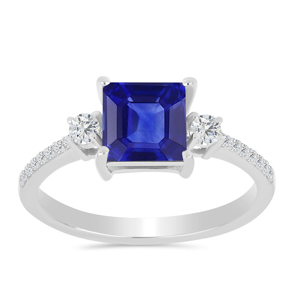 Silberring mit australischem blauem Saphir und weißem Topas 3 