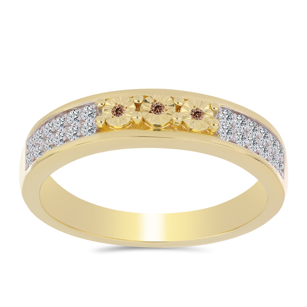 Goldplattierter Silberring mit Cognac-Diamant und weißem Topas 3 
