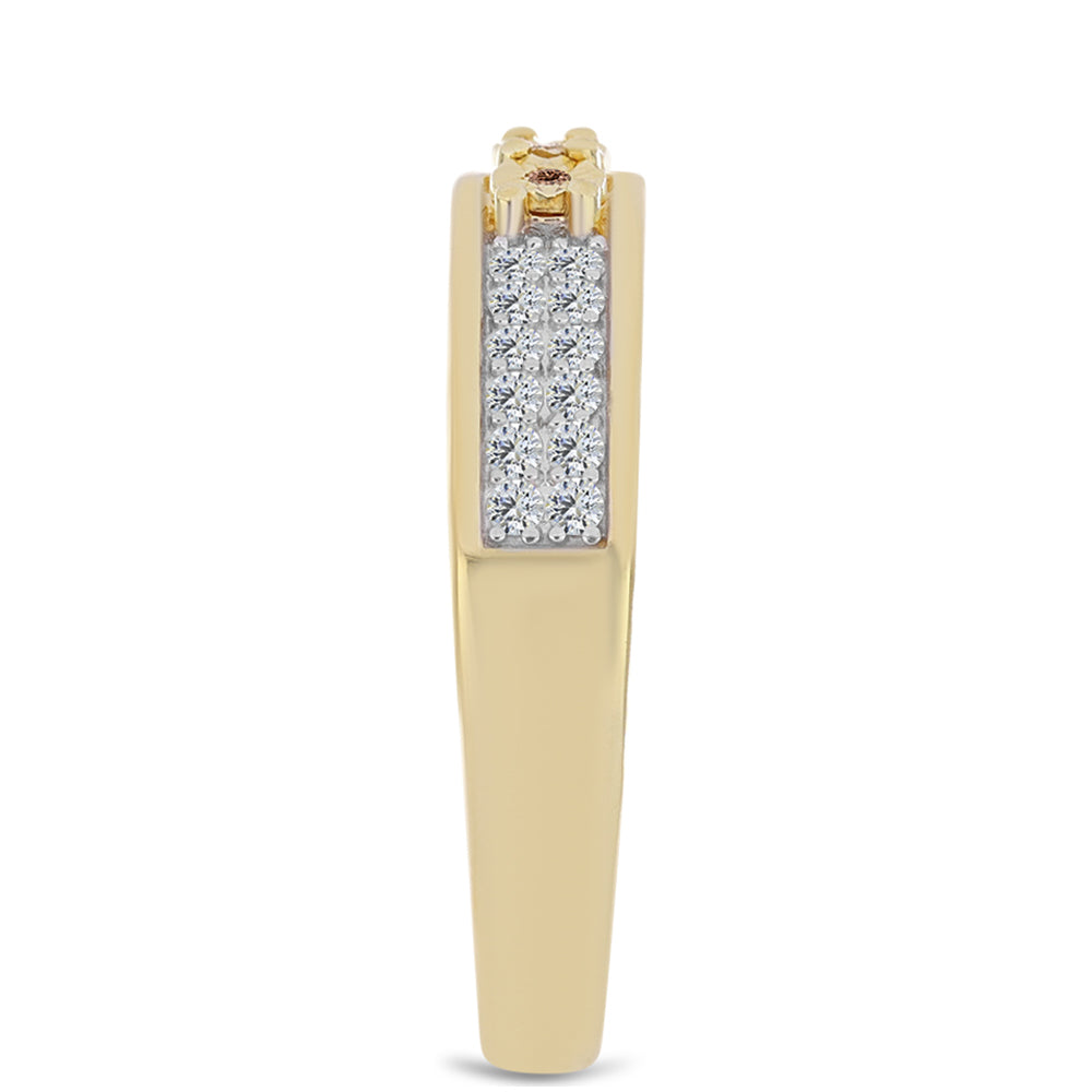 Goldplattierter Silberring mit Cognac-Diamant und weißem Topas 4 