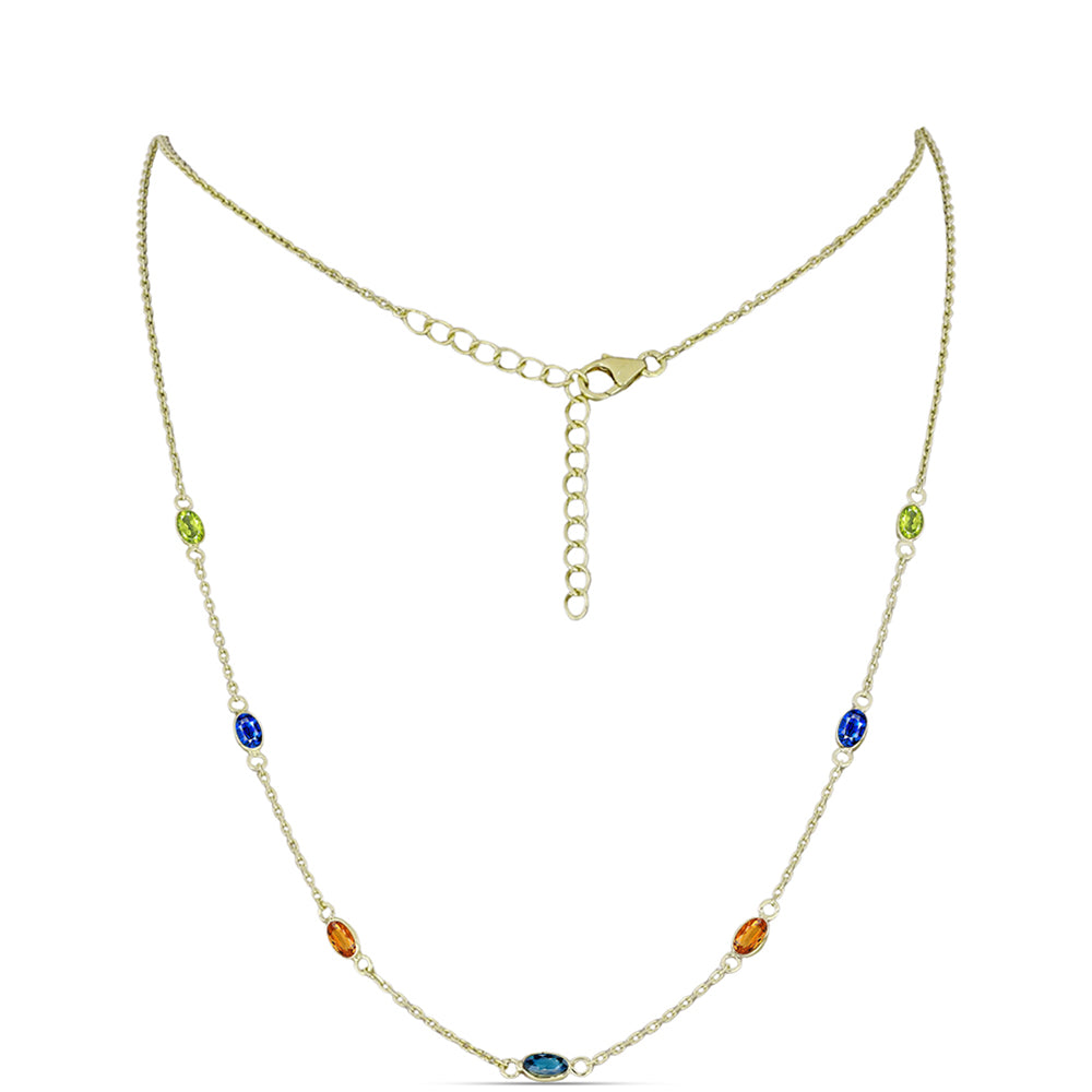 Goldplattierte Silberhalskette mit Regenbogensaphir 1 