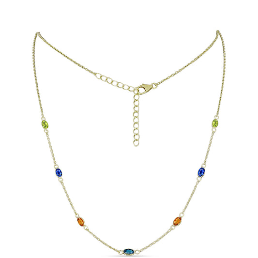 Goldplattierte Silberhalskette mit Regenbogensaphir