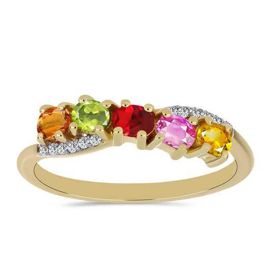 Goldplattierter Silberring mit Regenbogensaphir und weißem Topas