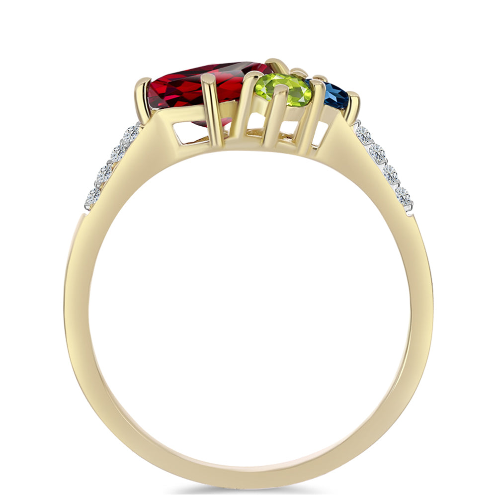 Goldplattierter Silberring mit Regenbogensaphir und weißem Topas