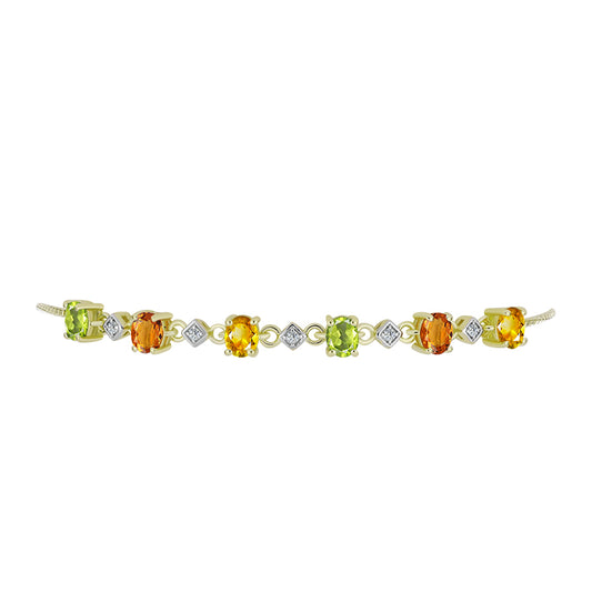 Goldplattiertes Silberarmband mit Regenbogensaphir und weißem Topas