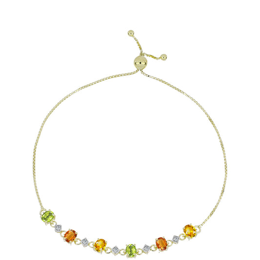 Goldplattiertes Silberarmband mit Regenbogensaphir und weißem Topas