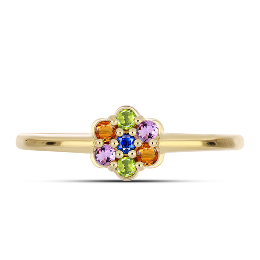 Goldplattierter Silberring mit Regenbogensaphir